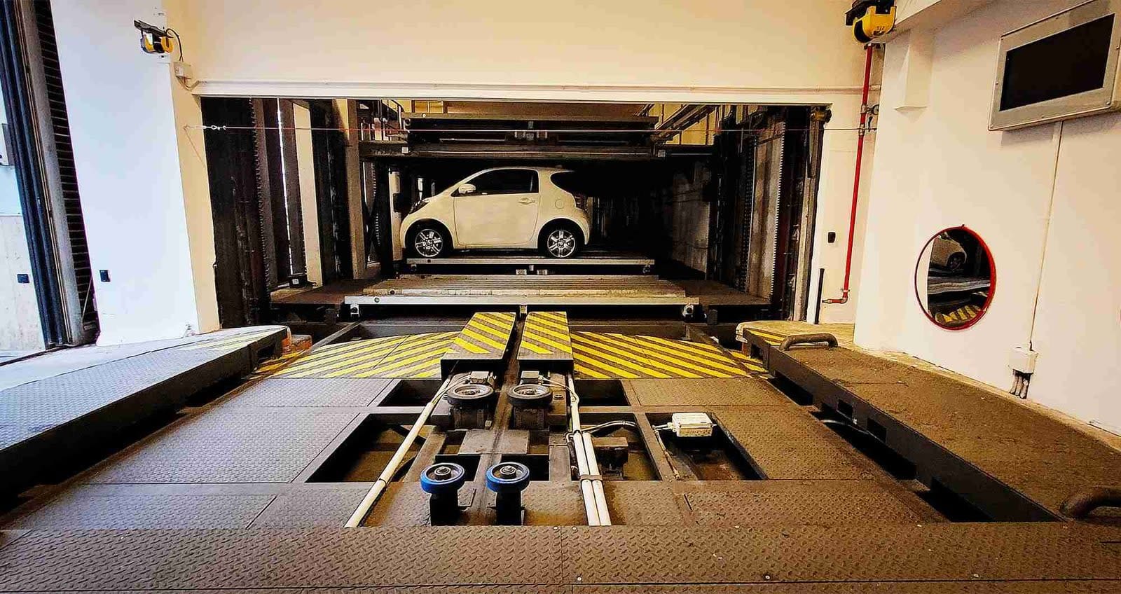 Technician working on parking system renovation