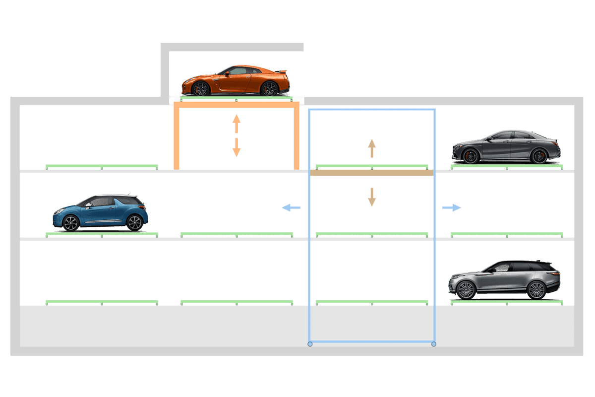 Traslo Park P top-view technical drawing in color